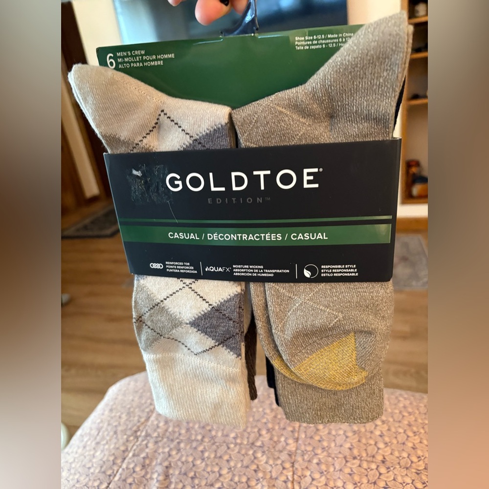 GOLDTOE Edition Men's Casual Argyle Crew Socks.*** 6-Pack***Size 6-12  NWT